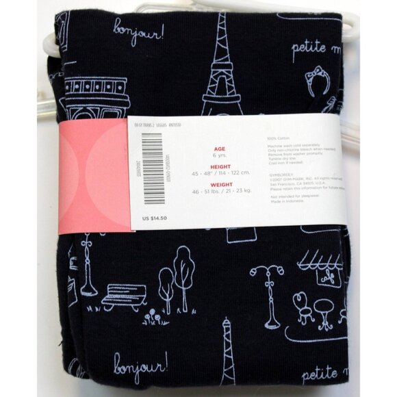 2008 Gymboree Petite Mademoiselle sz 6 Knit Leggings Paris Cafe Eiffel Tower NEW - Picture 3 of 4